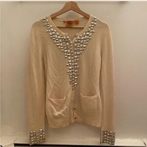 Tory Burch Cashmere Bejeweled Cardigan